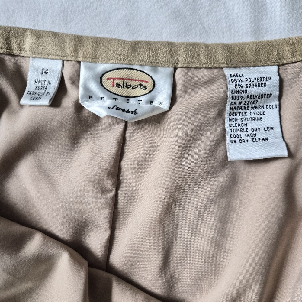 VTG Talbots Camel Wool Skirt Suit Set | 2-Piece Blazer & Midi Skirt | Size 14P - Picture 2 of 11